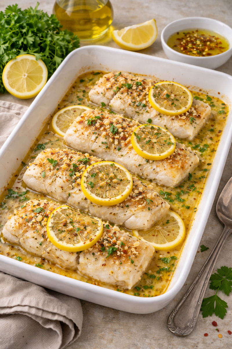 Buttery Baked Lemon Atlantic Cod Recipe