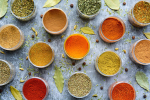 seasonings in little bowls for fish