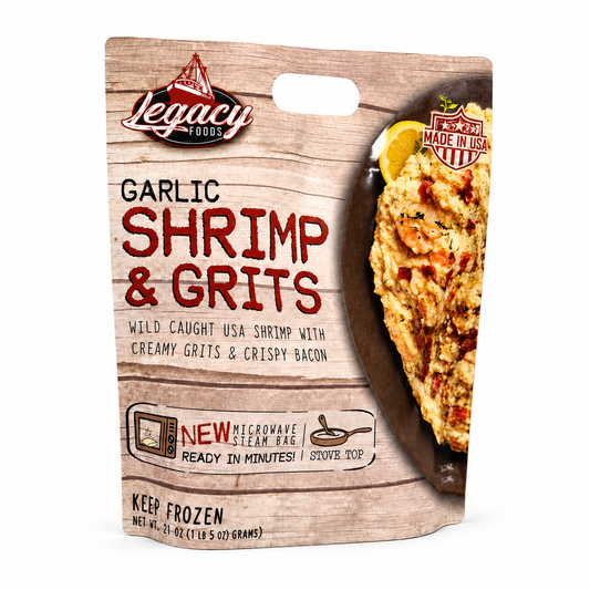 Garlic Shrimp & Grits prepared seafood meal