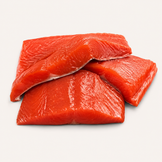 Studio product image of Alaskan Sockeye Salmon on a clean white background.